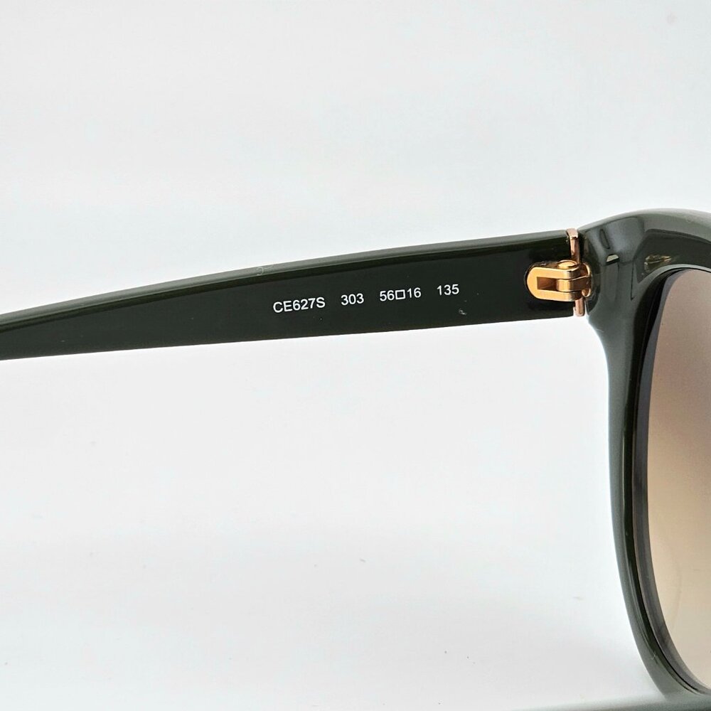 Chloé Caspia Cat Eye Sunglasses Dark Green Gold Micro Stud Brown Gradient Lens - Picture 5 of 16